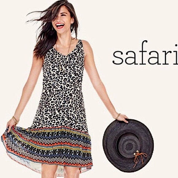 Cabi 🐆 Festive Safari Leopard Print Ruffle Slip On Dress Sz XS - Picture 1 of 9